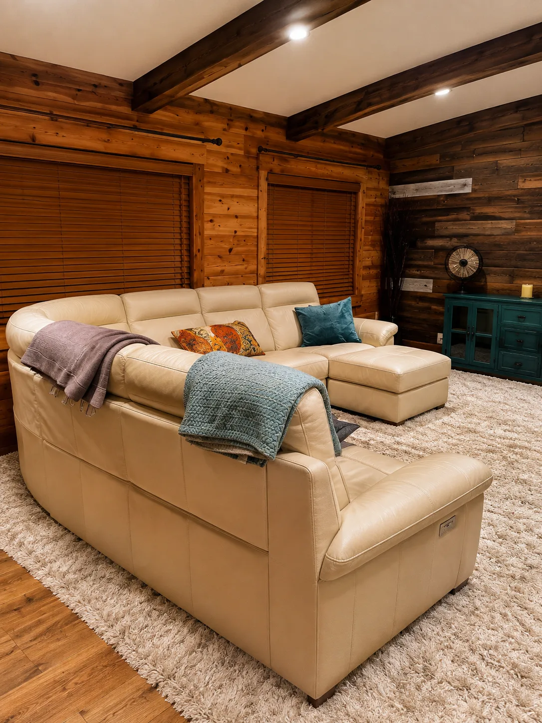 Leather sectional in the living room